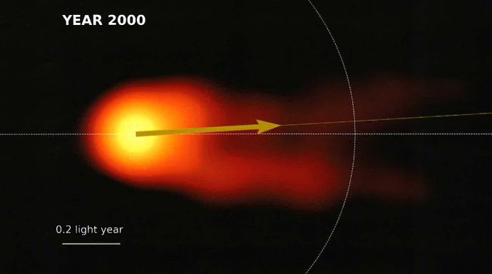 EAVNが撮影したM87銀河のブラックホールが噴出する宇宙ジェット。今回の観測で噴出口が上下に首振り運動をしていることが新たに判明した。