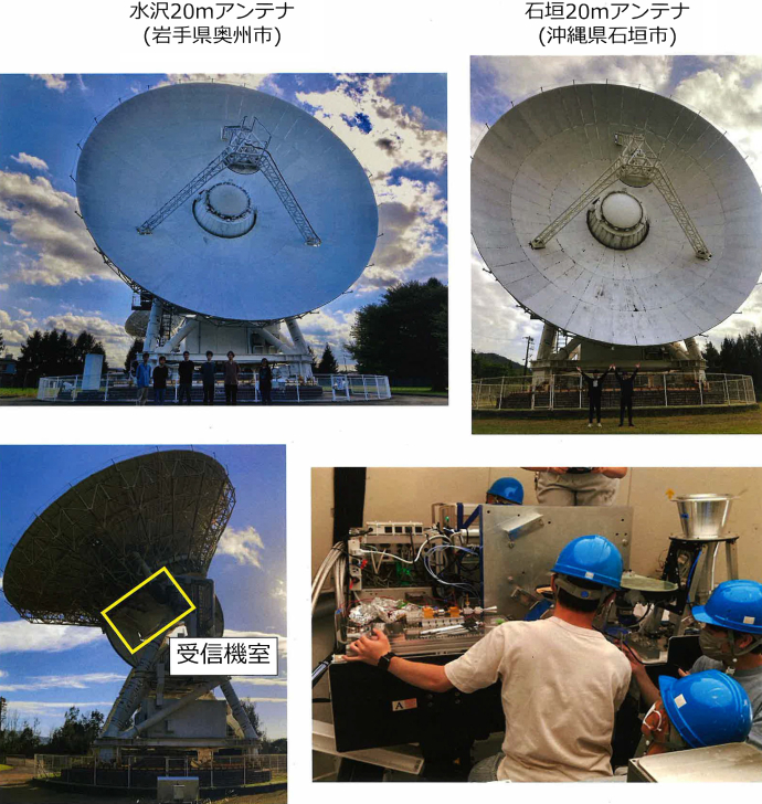 岩手県と石垣島にある直径20mの電波望遠鏡。受信機室に新たな受信機を搭載し、観測機能をアップグレードする。