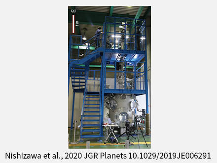 【写真4】JAXA宇宙科学研究所の共用設備「垂直型超高速衝突実験装置」の外観と構成図。秒速5～6kmという超高速で垂直に発射できるのは国内でこの装置だけ。本物の隕石を弾にした衝突実験も世界初。