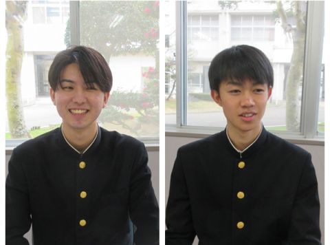 （左から）探究科3年の坪根生京さん、田野温大さん