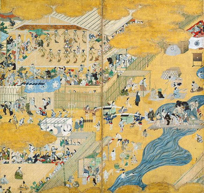 狩野探幽「波濤水禽図屛風」 重要美術品(左隻)